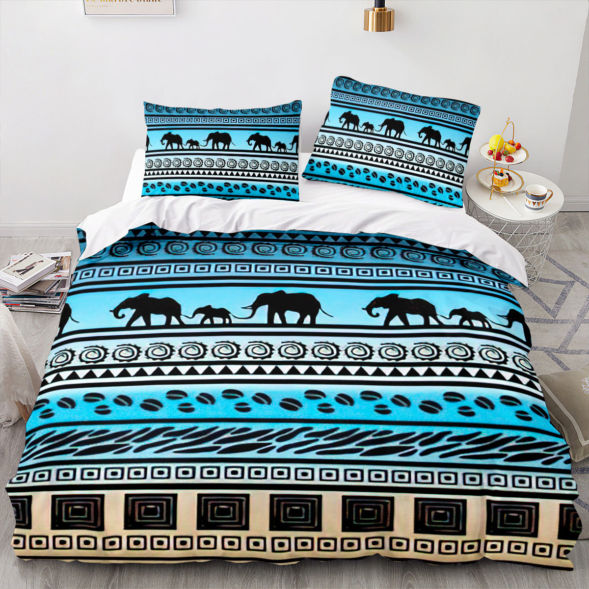 HKM-292883 Elephant Series Striped Quilt Cover Set - Multiple Sizes Available