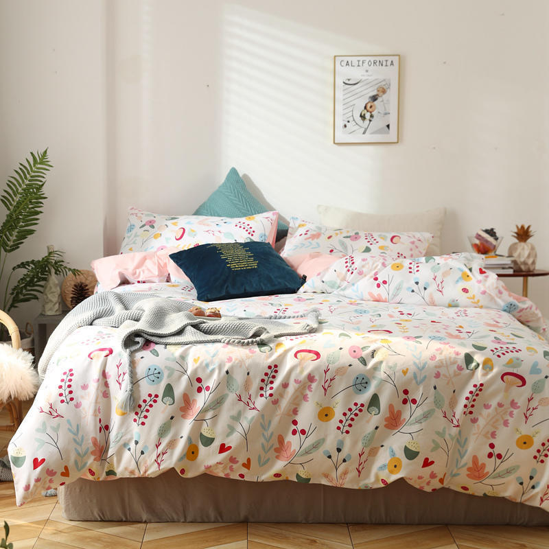 HKM-292883 Four-Piece Pure Cotton Bed Linen Set - Twill Weave with Active Printing and Dyeing