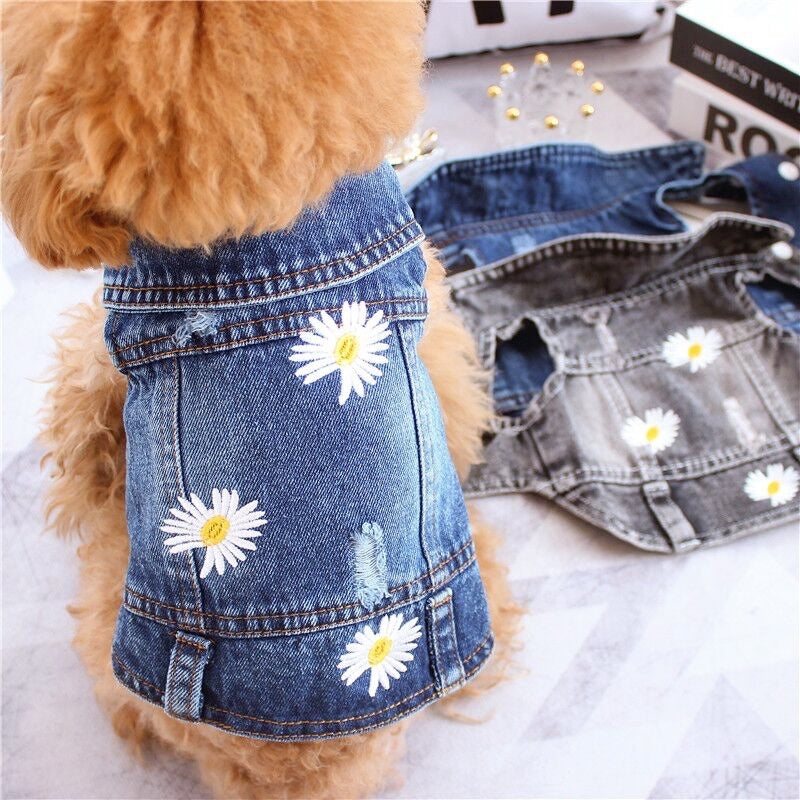 HKM-293011 Stylish Four Seasons Denim Vest for Small Dogs and Cats – Casual Pet Clothing