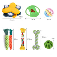HKM-293203 Dog Cotton Rope and Plush Teeth Cleaning Toy Set - Bite Resistant and Durable