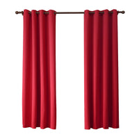 HKM-293267 Red Oxford Cloth Bedroom Curtain - Cozy, Moderate Thickness, European Style