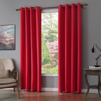 HKM-293267 Red Oxford Cloth Bedroom Curtain - Cozy, Moderate Thickness, European Style