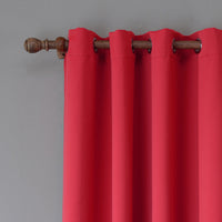 HKM-293267 Red Oxford Cloth Bedroom Curtain - Cozy, Moderate Thickness, European Style