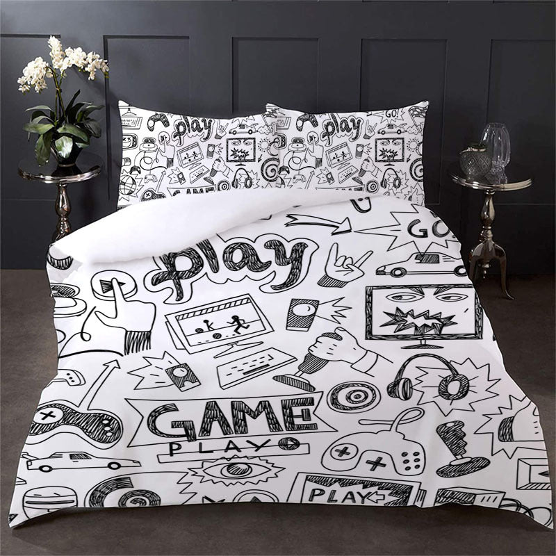 HKM-293395 Game Controller 3D Digital Print Polyester Duvet Cover Set - Twin, Full, Queen, King, Cal King Sizes