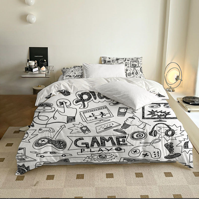 HKM-293395 Game Controller 3D Digital Print Polyester Duvet Cover Set - Twin, Full, Queen, King, Cal King Sizes