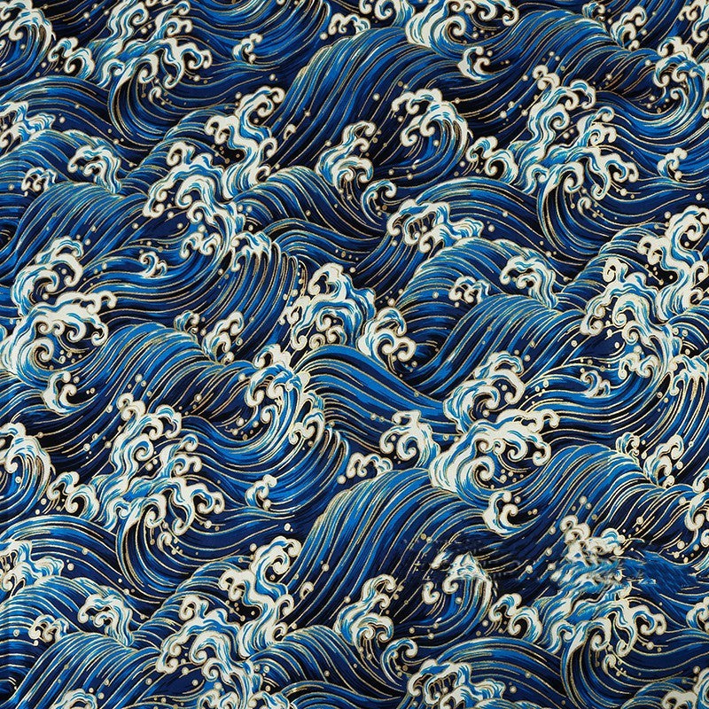 HKM-293395 Handmade Cotton Kimono Fabric with Cherry Blossom Print - Soft, Thick, and Elegant 150cm Width