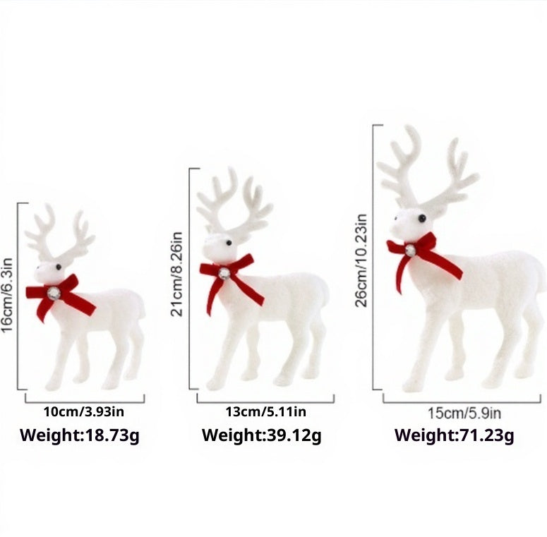 HKM-293523 Plush Christmas White Deer Decoration - Large, Medium, Small Sizes Available