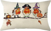 HKM-293715 Autumn Pumpkin Floral Linen Pillow Cover - 30x50cm