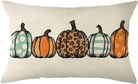 HKM-293715 Autumn Pumpkin Floral Linen Pillow Cover - 30x50cm