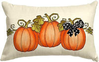 HKM-293715 Autumn Pumpkin Floral Linen Pillow Cover - 30x50cm