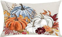 HKM-293715 Autumn Pumpkin Floral Linen Pillow Cover - 30x50cm