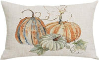 HKM-293715 Autumn Pumpkin Floral Linen Pillow Cover - 30x50cm