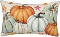 HKM-293715 Autumn Pumpkin Floral Linen Pillow Cover - 30x50cm