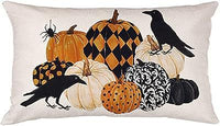 HKM-293715 Autumn Pumpkin Floral Linen Pillow Cover - 30x50cm