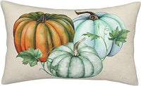HKM-293715 Autumn Pumpkin Floral Linen Pillow Cover - 30x50cm