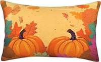 HKM-293715 Autumn Pumpkin Floral Linen Pillow Cover - 30x50cm
