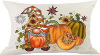 HKM-293715 Autumn Pumpkin Floral Linen Pillow Cover - 30x50cm