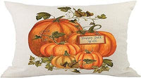 HKM-293715 Autumn Pumpkin Floral Linen Pillow Cover - 30x50cm