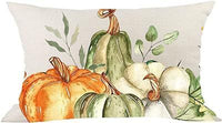 HKM-293715 Autumn Pumpkin Floral Linen Pillow Cover - 30x50cm