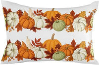 HKM-293715 Autumn Pumpkin Floral Linen Pillow Cover - 30x50cm