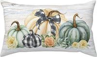 HKM-293715 Autumn Pumpkin Floral Linen Pillow Cover - 30x50cm