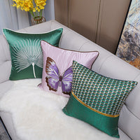 HKM-293715 Minimalist Modern Embroidered Light Luxury Pillow in A0214 Mixed Green, 45x45cm