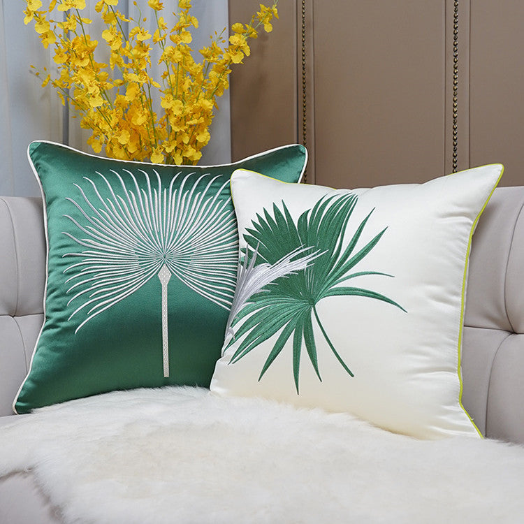 HKM-293715 Minimalist Modern Embroidered Light Luxury Pillow in A0214 Mixed Green, 45x45cm