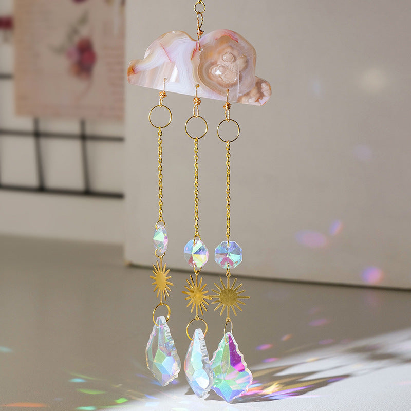 HKM-293843 Crystal Cloud Sun Catcher Wind Chimes Pendant in Multiple Colors