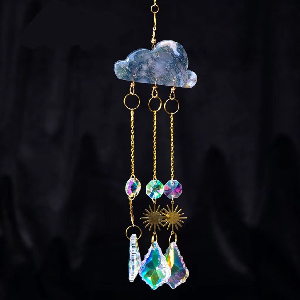 HKM-293843 Crystal Cloud Sun Catcher Wind Chimes Pendant in Multiple Colors