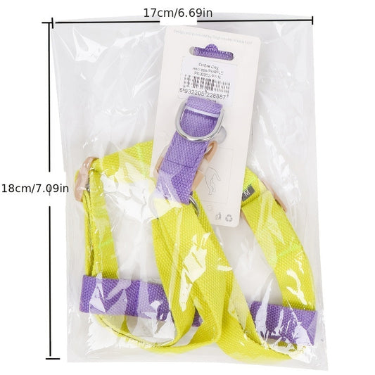 HKM-293907 Rainbow Colorblock Dog Harness Set with Leash – Anti-Escape Cotton Vest for Puppies