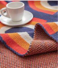 HKM-294035 Colorful Cotton Bohemian Throw Blanket - Nordic Style Knitted Towel Blanket, 130x160cm