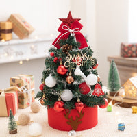 HKM-294163 Small Red and White Desktop Christmas Tree - PVC, Available in 45cm and 60cm Heights