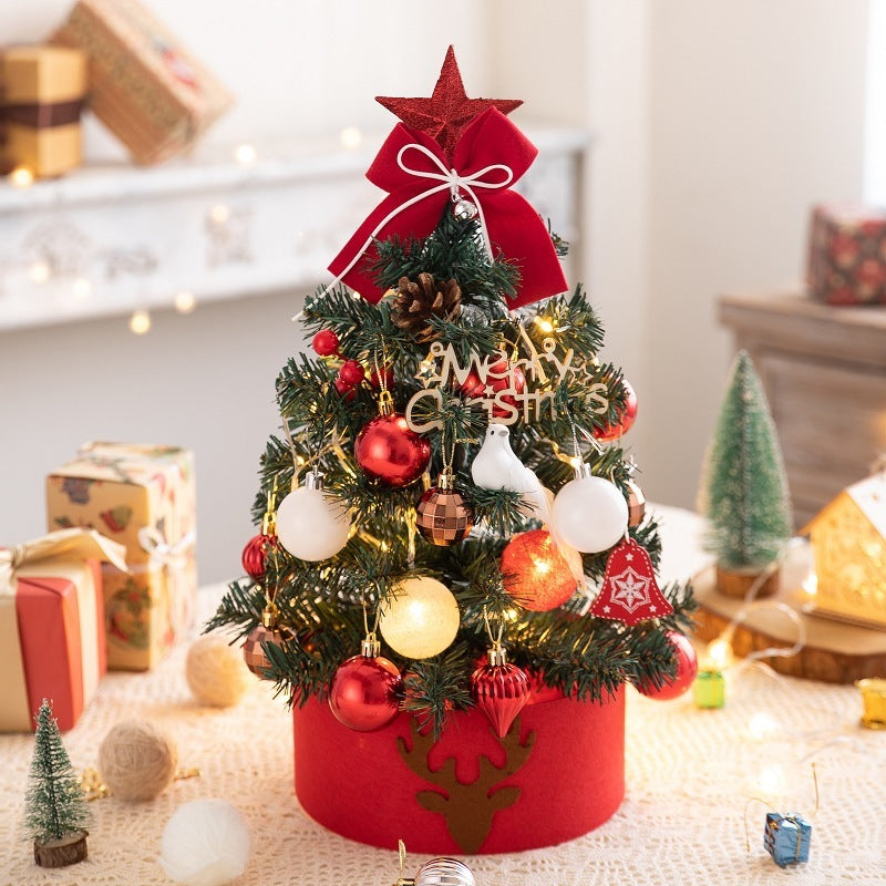 HKM-294163 Small Red and White Desktop Christmas Tree - PVC, Available in 45cm and 60cm Heights
