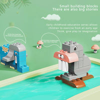 HKM-294291 6 in 1 Animal Zoo Big Particles Brick Building Toy Set with 126 Pieces and Over 20 Shapes for Ages 3 and Up