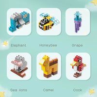 HKM-294291 6 in 1 Animal Zoo Big Particles Brick Building Toy Set with 126 Pieces and Over 20 Shapes for Ages 3 and Up