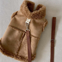 HKM-294291 Warm and Cozy Autumn Winter Pet Vest for Small Dogs - Traction Design in Brown, Pink, and White, Sizes XS to XL