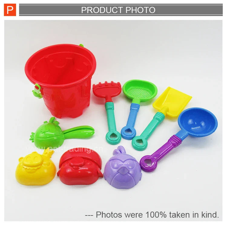 HKM-294355 Kids Plastic Beach Bucket and Spade Set - 9-Piece Toddler Sand Toy Collection