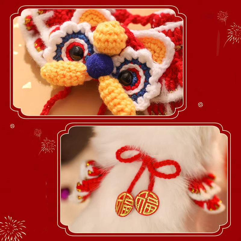 HKM-294419 Festive Scarf Collar for Cats and Small Dogs - Autumn and Winter Accessory for New Year's Celebrations
