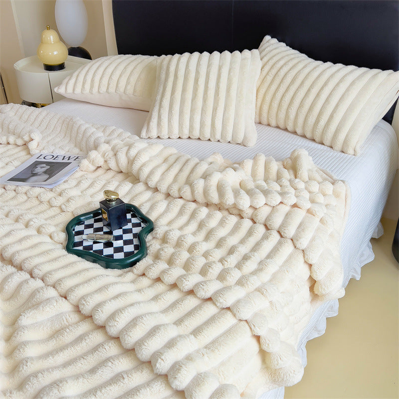 HKM-294547 Double-Sided Velvet Rabbit Fur Air Conditioning Blanket - Multiple Sizes Available
