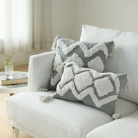 HKM-294611 Tassel Lumbar Pillowcase for Car and Office – Cotton Blend, 30x50cm or 45x45cm