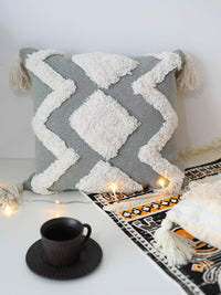 HKM-294611 Tassel Lumbar Pillowcase for Car and Office – Cotton Blend, 30x50cm or 45x45cm
