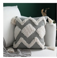 HKM-294611 Tassel Lumbar Pillowcase for Car and Office – Cotton Blend, 30x50cm or 45x45cm