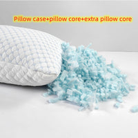 HKM-294675 Bamboo Fiber Crushed Sponge Pillow - 50x76cm, White and Blue, Polyester Fiber