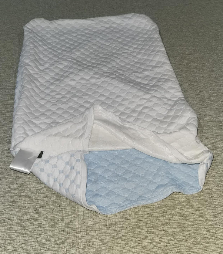 HKM-294675 Bamboo Fiber Crushed Sponge Pillow - 50x76cm, White and Blue, Polyester Fiber