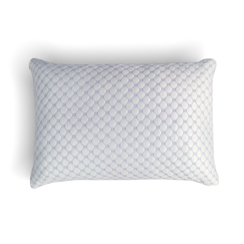 HKM-294675 Bamboo Fiber Crushed Sponge Pillow - 50x76cm, White and Blue, Polyester Fiber