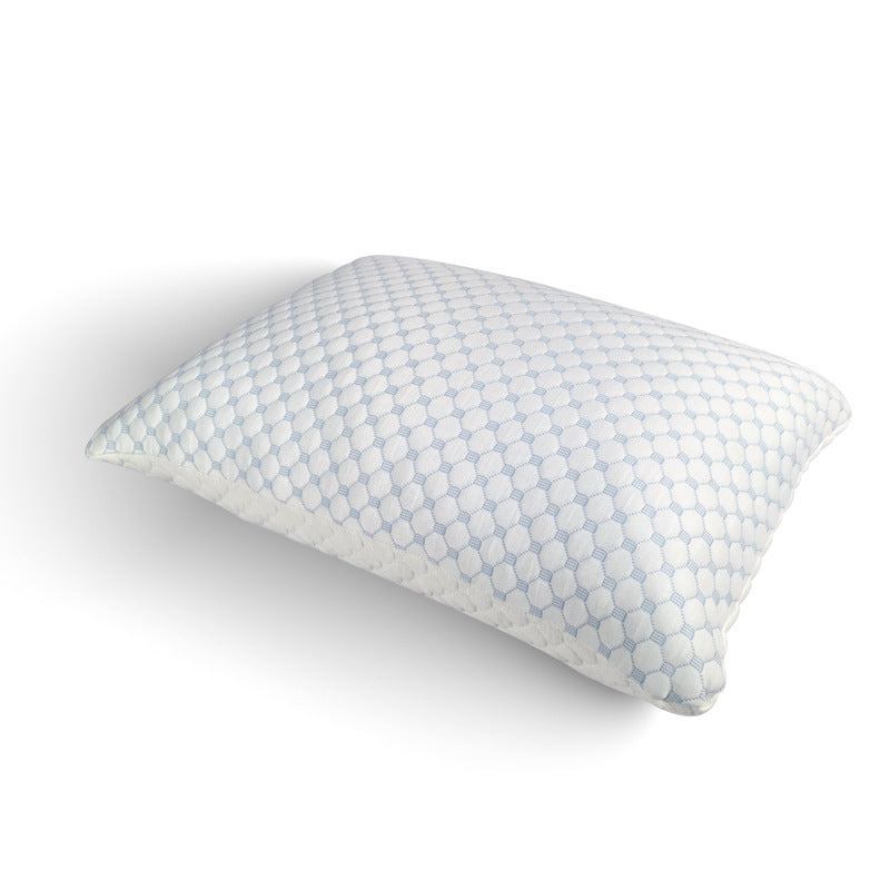 HKM-294675 Bamboo Fiber Crushed Sponge Pillow - 50x76cm, White and Blue, Polyester Fiber