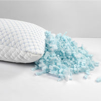 HKM-294675 Bamboo Fiber Crushed Sponge Pillow - 50x76cm, White and Blue, Polyester Fiber