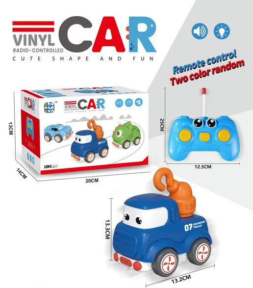 HKM-294675 Rechargeable Cartoon Remote Control Car with Lights for Kids, Indoor/Outdoor Mini Vehicle, 1:24 Scale