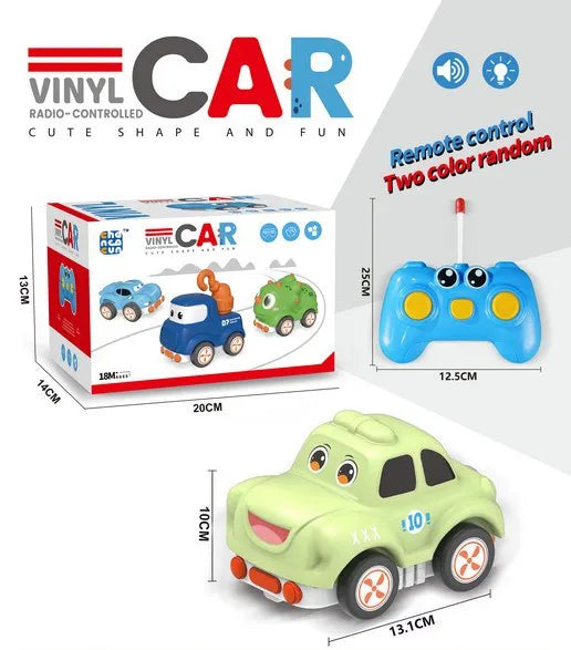 HKM-294675 Rechargeable Cartoon Remote Control Car with Lights for Kids, Indoor/Outdoor Mini Vehicle, 1:24 Scale