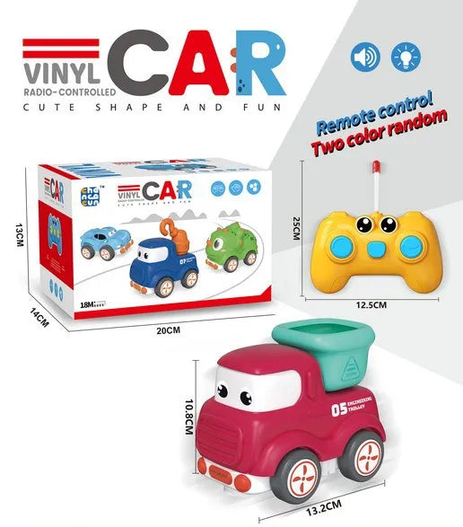 HKM-294675 Rechargeable Cartoon Remote Control Car with Lights for Kids, Indoor/Outdoor Mini Vehicle, 1:24 Scale